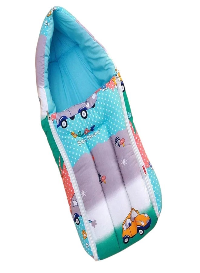 RUMPES 3-in-1 Baby Bed, Sleeping Bag & Carry Nest - Portable Cotton Bassinet for Newborns & Infants, Unisex Baby Bedding for Travel & Home, Soft & Breathable, 0M+ (P-Multi Colour CAR) - Image 1
