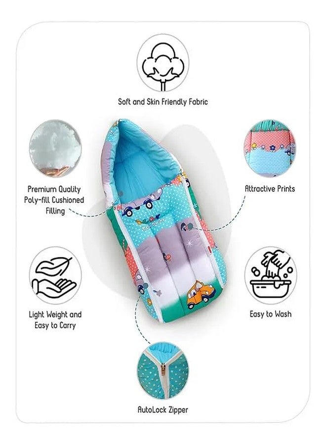 RUMPES 3-in-1 Baby Bed, Sleeping Bag & Carry Nest - Portable Cotton Bassinet for Newborns & Infants, Unisex Baby Bedding for Travel & Home, Soft & Breathable, 0M+ (P-Multi Colour CAR) - Image 5