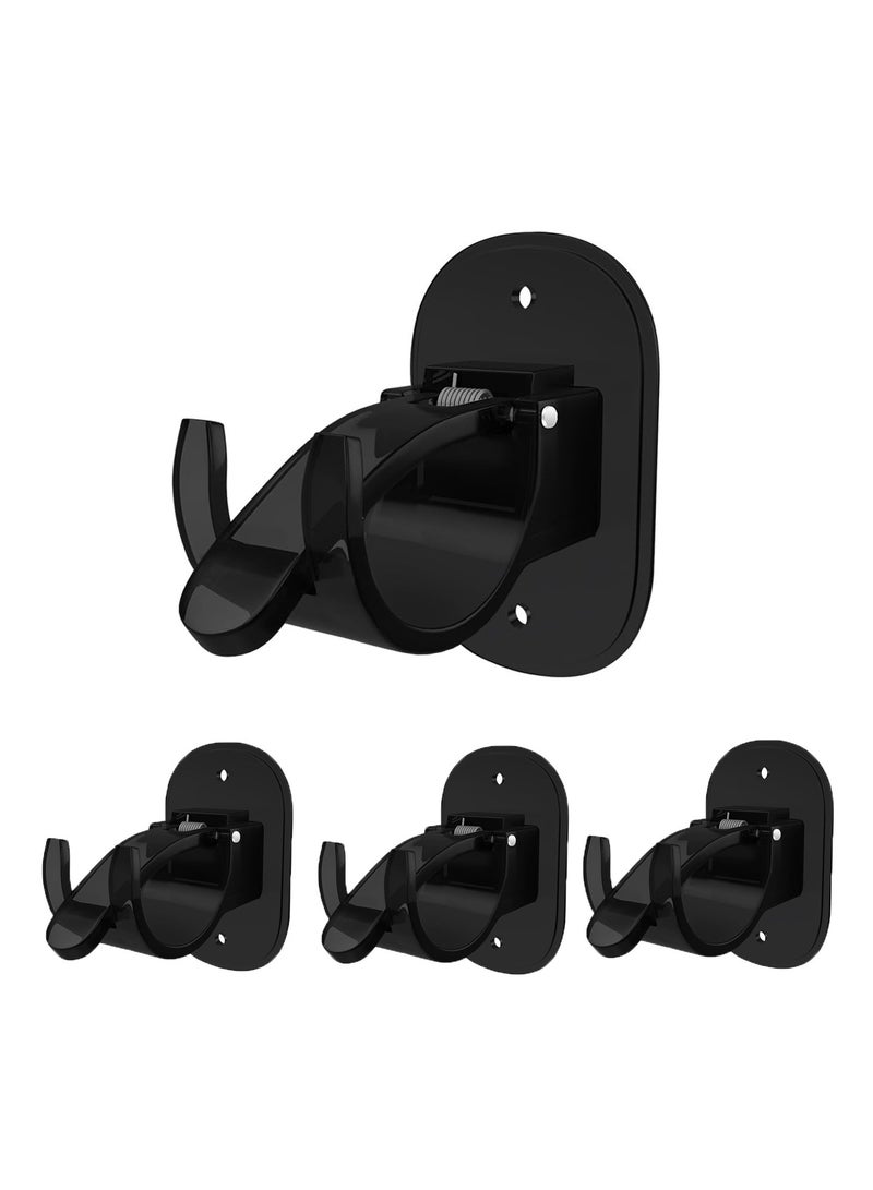Excefore Self Adhesive Curtain Rod Brackets, 4 Pcs Universal Plastic Curtain Rod Holders, No Drill Curtain Rod Brackets, Curtain Rod Hooks, for Bathroom, Bedroom, Livingroom, Kitchen (Black) - Image 1