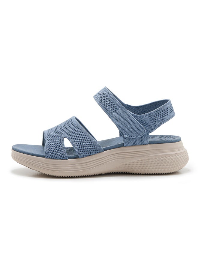 NIBEMINENT Casual Thick Bottom Adhesive Sandals Women's Summer  Style Lightweight Beach Shoes Sporty Look Slip-On Flats  - Image 1