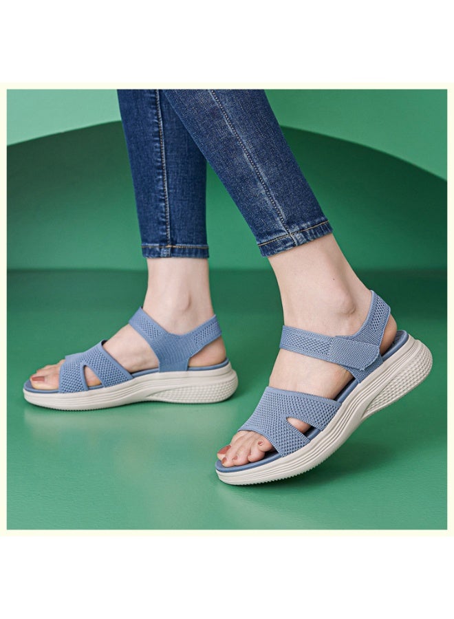NIBEMINENT Casual Thick Bottom Adhesive Sandals Women's Summer  Style Lightweight Beach Shoes Sporty Look Slip-On Flats  - Image 4