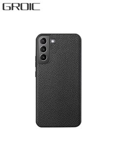 Samsung Galaxy S22 Leather Cover 6.1 Inch, Protective Phone Case, Camera Lens Protection, Shockproof, Premium, Elegant, Slim Design Case, Black