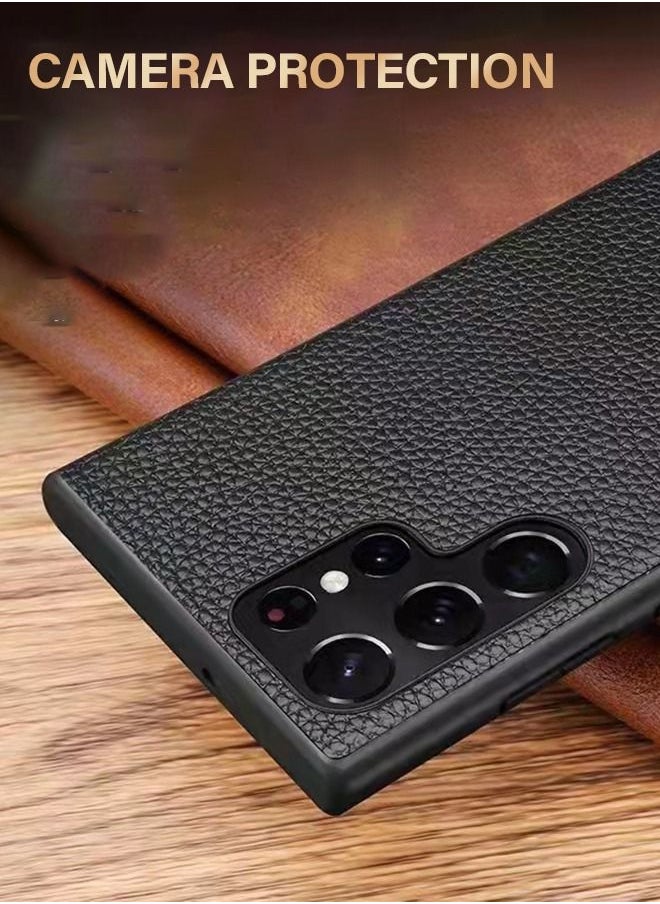 GROIC - Samsung Galaxy S22 Leather Cover 6.1 Inch, Protective Phone Case, Camera Lens Protection, Shockproof, Premium, Elegant, Slim Design Case, Black - Image 1