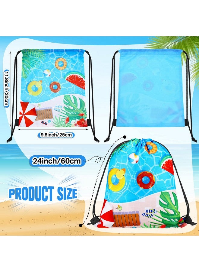 Sanwuta 18 Pcs Summer Pool Party Favors Pool Drawstring Bags Beach Party Favor Bags Swimming Pool Gift Bags Summer Goodie Treat Candy Backpack For Kids Hawaiian Tropical Luau Pool Theme Party Supplies - Image 4