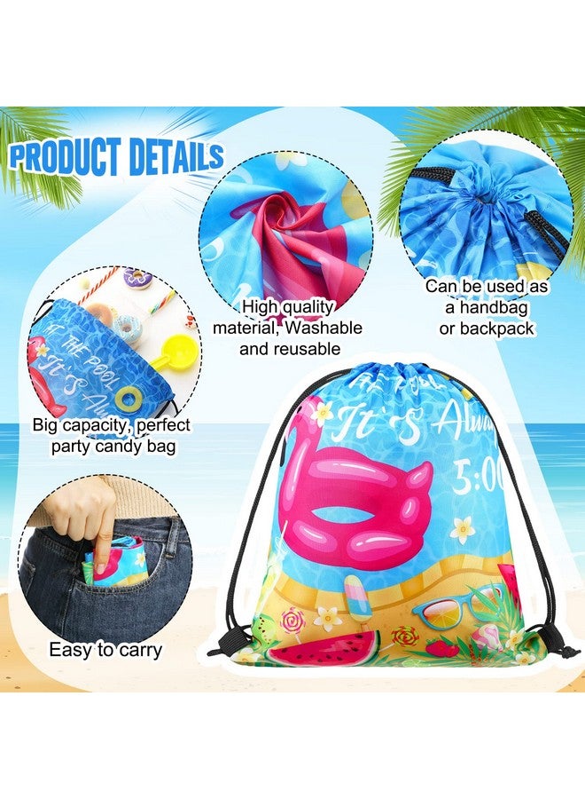 Sanwuta 18 Pcs Summer Pool Party Favors Pool Drawstring Bags Beach Party Favor Bags Swimming Pool Gift Bags Summer Goodie Treat Candy Backpack For Kids Hawaiian Tropical Luau Pool Theme Party Supplies - Image 5