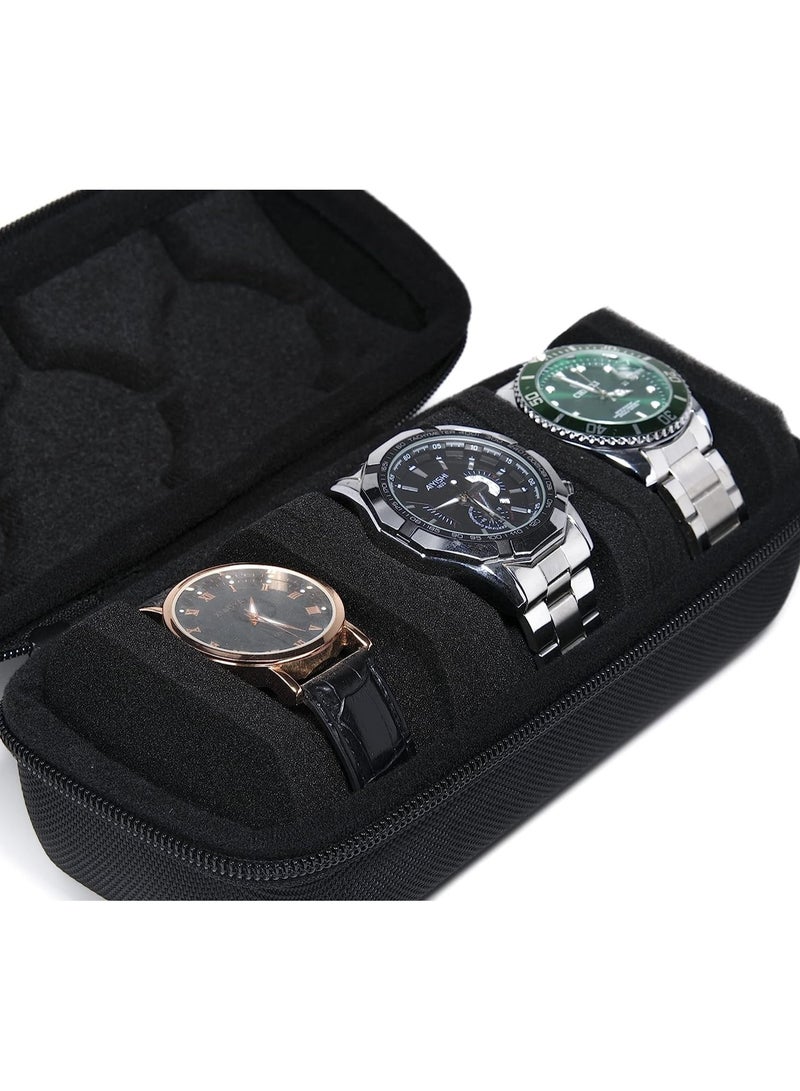 Watch Travel Case, Watch Roll Case Storage and Organizer for Men and Women, Zipper Watch Box with Anti-move Watch Pillow, Black, 3 Slot (Not Include Watch) - Image 2