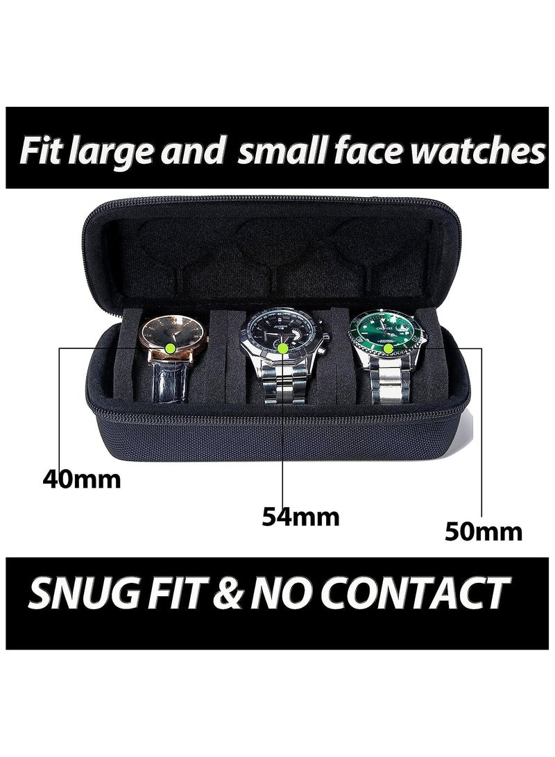 Watch Travel Case, Watch Roll Case Storage and Organizer for Men and Women, Zipper Watch Box with Anti-move Watch Pillow, Black, 3 Slot (Not Include Watch) - Image 3