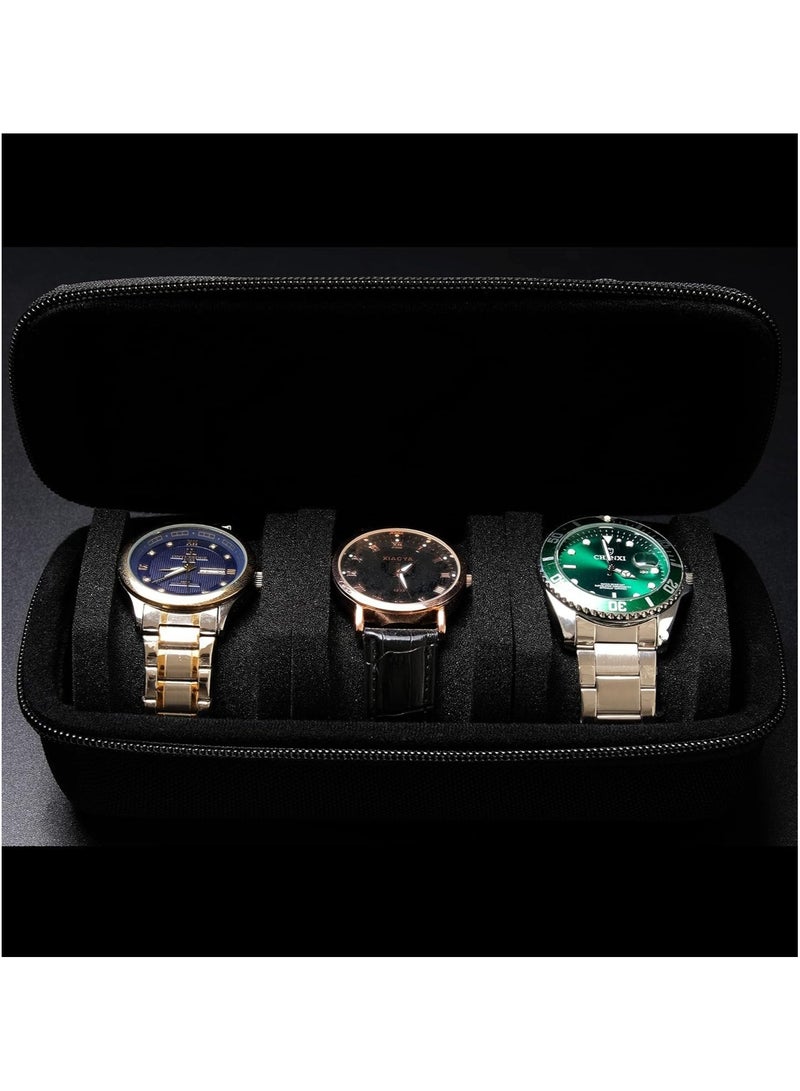 Watch Travel Case, Watch Roll Case Storage and Organizer for Men and Women, Zipper Watch Box with Anti-move Watch Pillow, Black, 3 Slot (Not Include Watch) - Image 5