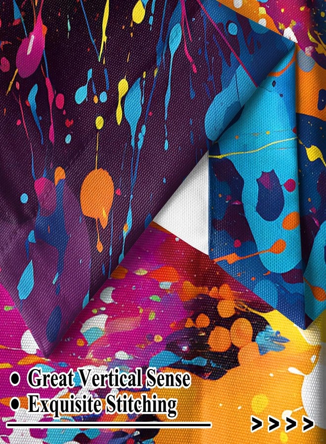 Renaiss 42 x 84 Inch Rainbow Colored Splash Bedroom Curtains Colorful Paint Splatter Rod Pocket Window Decor Light Filter Curtains for Living Dining Room Abstract Art Window Drapes Linen 2 Panels - Image 4