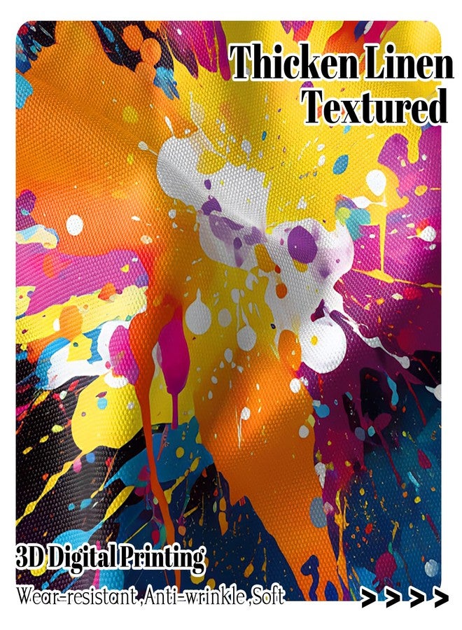 Renaiss 42 x 84 Inch Rainbow Colored Splash Bedroom Curtains Colorful Paint Splatter Rod Pocket Window Decor Light Filter Curtains for Living Dining Room Abstract Art Window Drapes Linen 2 Panels - Image 2