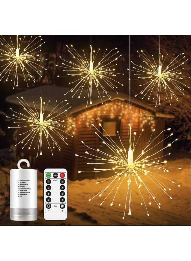 إسكدنيا أضواء LED على شكل ألعاب نارية مع جهاز تحكم عن بعد أبيض-أصفر - Image 2