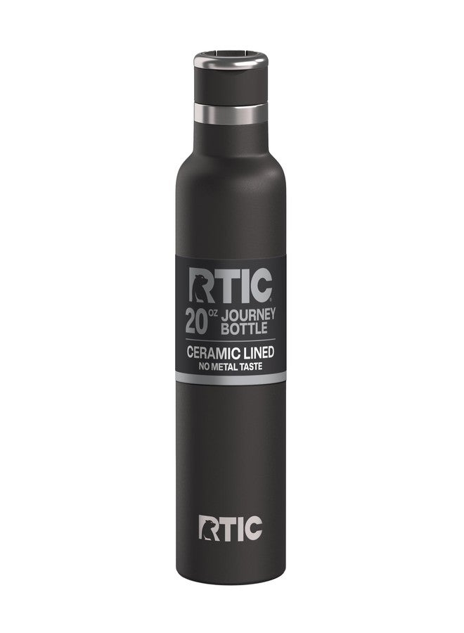RTIC 20oz Journey Water Bottle Ceramic Lined Metal Stainless Steel Vacuum Insulated, BPA Free, Reusable, for Water, Hot and Cold Drinks, Travel, Sports, Camping, Black - Image 1