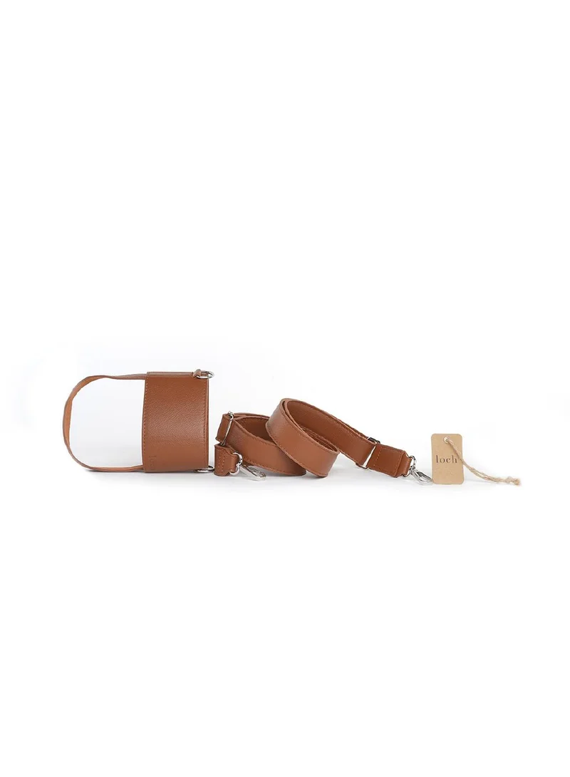 لوك Brown Adjustable Vegan-Leather Loch Strap with Silver Detailing for 900/1200 ml Bottles