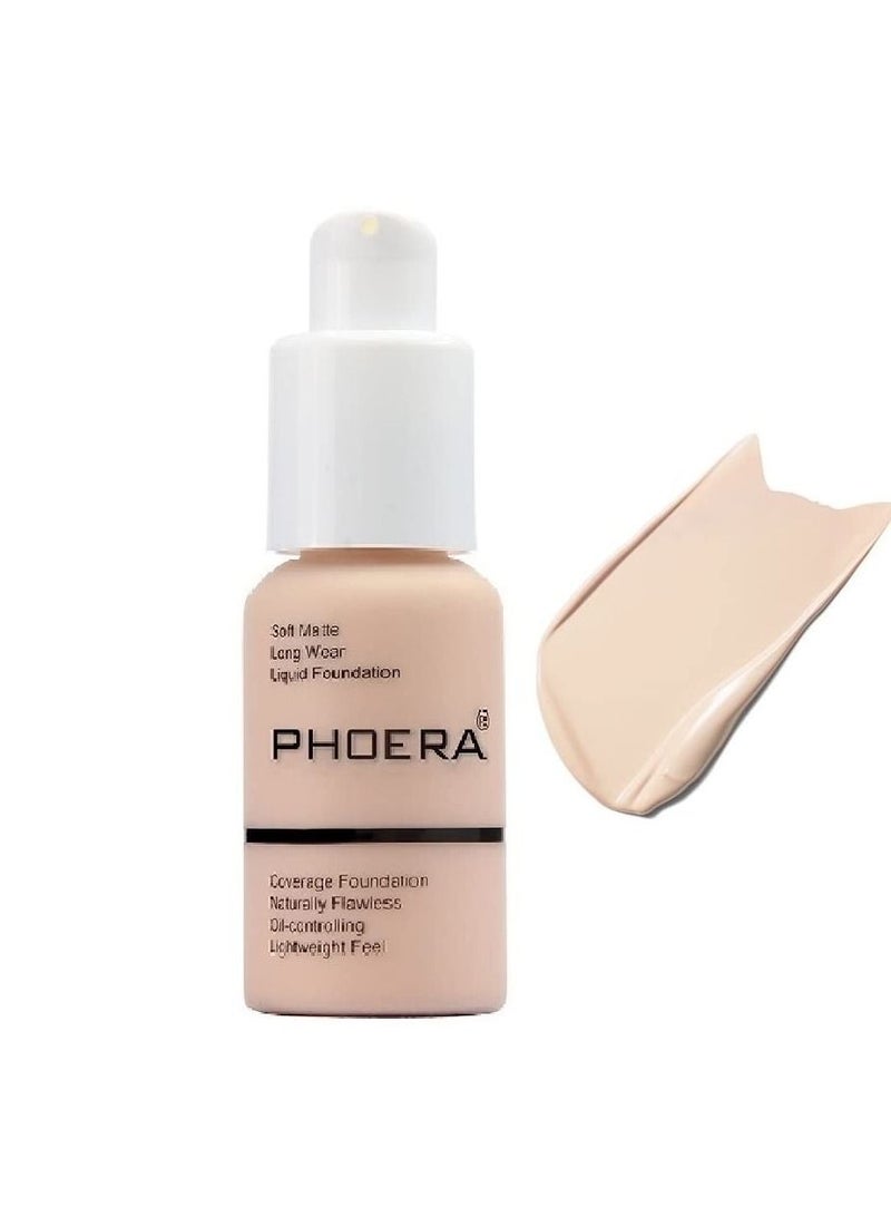 Phoera Flawless Soft Liquid Matte Foundation Durable Waterproof Oil Control Concealer 101 - Image 1