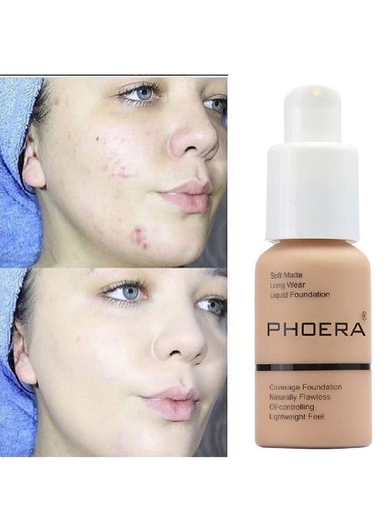 Phoera Flawless Soft Liquid Matte Foundation Durable Waterproof Oil Control Concealer 101 - Image 5