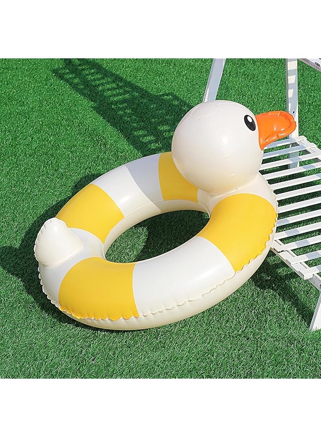 KASTWAVE Inflatable Duck Swim Ring Inflatable Duck Swim Float For Kids | Toddler Pool Swim Trainer With Safety Waist Support | Cute Duck Shape Swim Ring For Beach & Pool Party Fun - Image 3