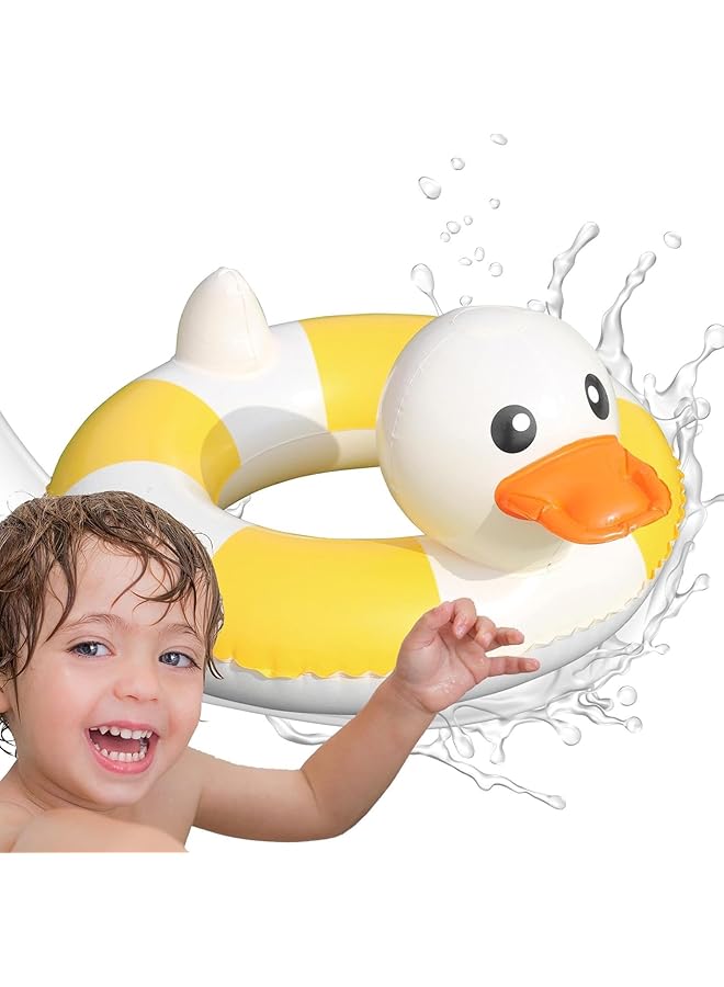 KASTWAVE Inflatable Duck Swim Ring Inflatable Duck Swim Float For Kids | Toddler Pool Swim Trainer With Safety Waist Support | Cute Duck Shape Swim Ring For Beach & Pool Party Fun - Image 1