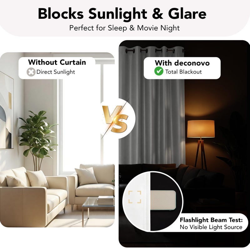 Deconovo 100% Blackout Curtains, Thermal Insulated Window Drapes, Noise Reducing Panels, Black Liner Grommet Drapes, Bedroom Nursery Home Office, Pure White, 52W x 95L, 2 Panels - Image 4