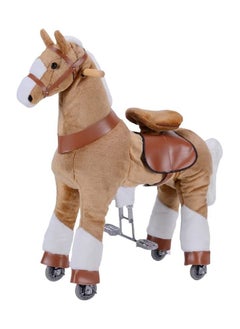 Cool Baby Horse Ride on Toy for Toddlers Ride on Rocking Horse Toy Plush Walking Pony Mechanical Riding Horse Medium Size for Age 5-12（Brown and White）  - Image 1