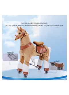 Cool Baby Horse Ride on Toy for Toddlers Ride on Rocking Horse Toy Plush Walking Pony Mechanical Riding Horse Medium Size for Age 5-12（Brown and White）  - Image 2