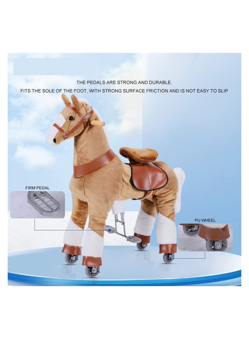 Cool Baby Horse Ride on Toy for Toddlers Ride on Rocking Horse Toy Plush Walking Pony Mechanical Riding Horse Medium Size for Age 5-12（Brown and White）  - Image 2
