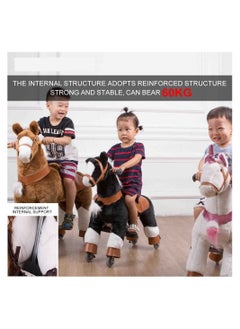 Cool Baby Horse Ride on Toy for Toddlers Ride on Rocking Horse Toy Plush Walking Pony Mechanical Riding Horse Medium Size for Age 5-12（Brown and White）  - Image 3