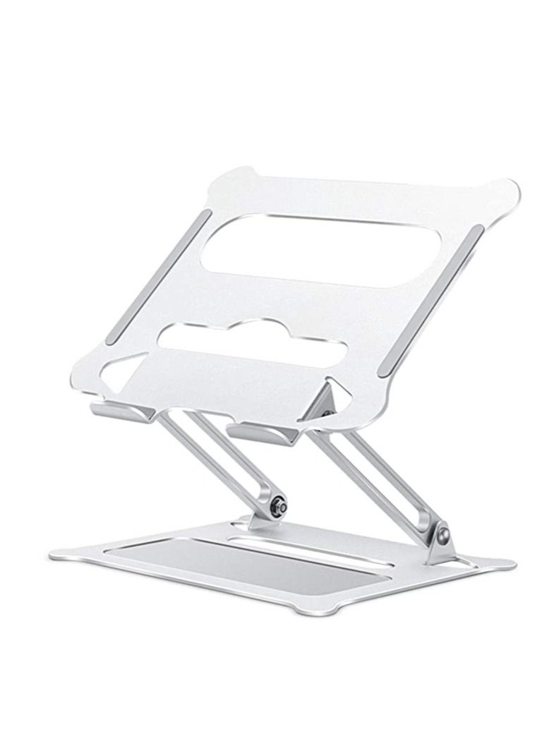 Gravity Laptop Stand, Foldable Laptop Holder with Heat-Vent Portable Aluminum Computer Stand for Desk, Adjustable Laptop Riser  Stand/ Silver - Image 1