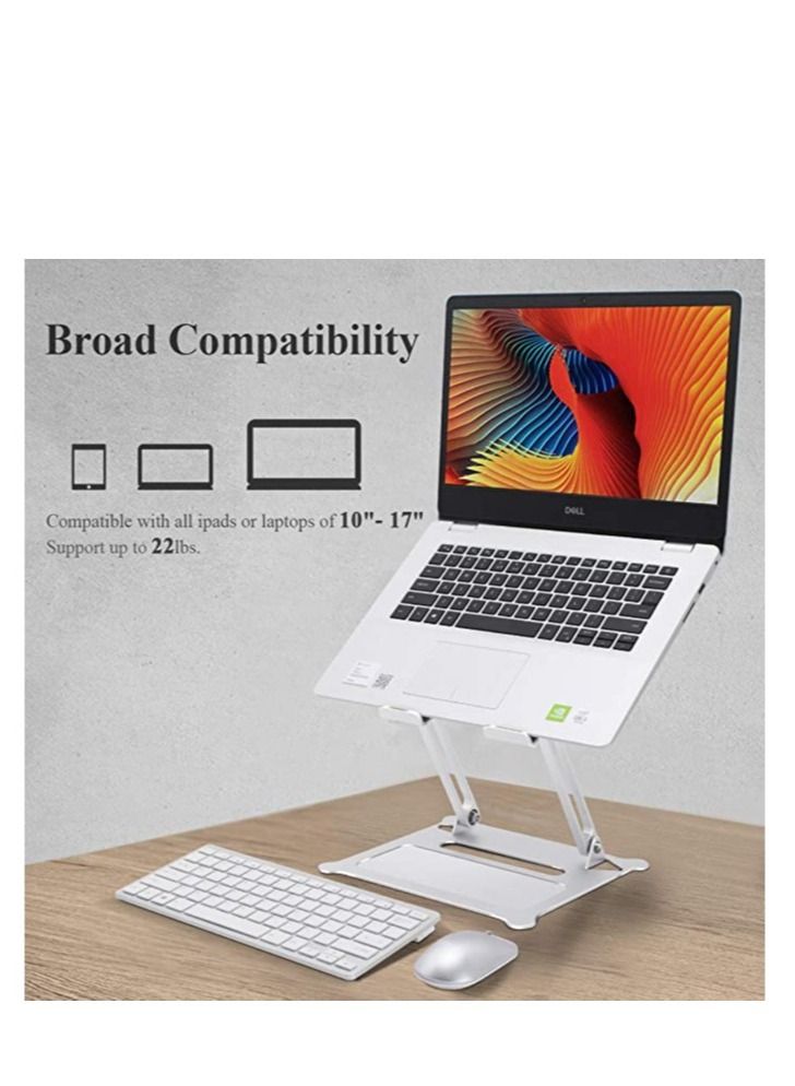 Gravity Laptop Stand, Foldable Laptop Holder with Heat-Vent Portable Aluminum Computer Stand for Desk, Adjustable Laptop Riser  Stand/ Silver - Image 3