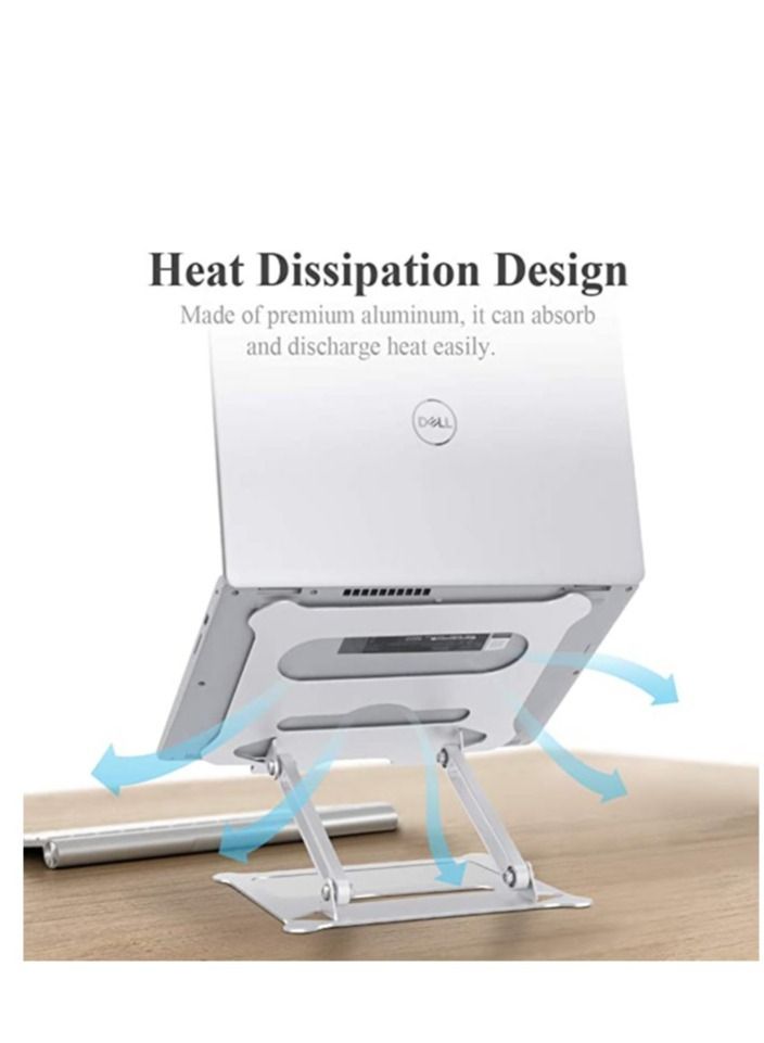Gravity Laptop Stand, Foldable Laptop Holder with Heat-Vent Portable Aluminum Computer Stand for Desk, Adjustable Laptop Riser  Stand/ Silver - Image 2