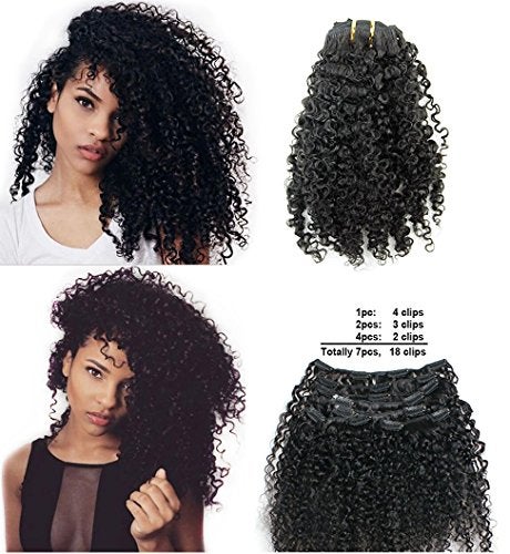 Ms Fenda Brazilian Remy Virgin Hair Kinky Curly 3B 3C Natural Color African American Clip In Hair Extensions 120Gram 7Pcs/Set(14") - Image 1