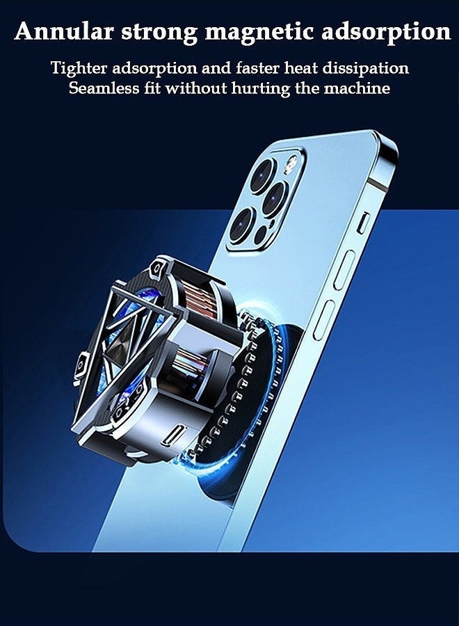 Magnetic Phone Cooler, Phone Fan Cooler for 2.83-3.66 Inch iOS/Android Semiconductor Cooler Game Cooling, Carbon Fiber Black + RGB - Image 5