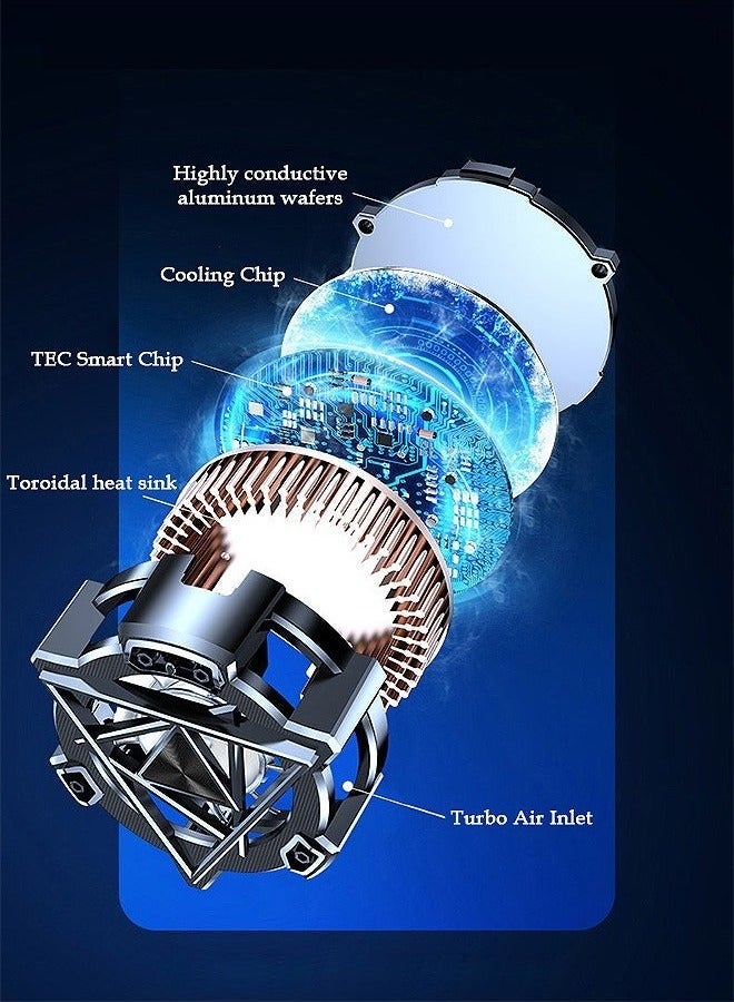Magnetic Phone Cooler, Phone Fan Cooler for 2.83-3.66 Inch iOS/Android Semiconductor Cooler Game Cooling, Carbon Fiber Black + RGB - Image 3