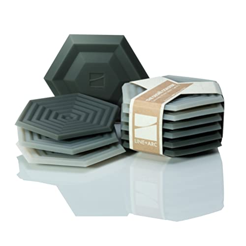 LINE+ARC Extra Thick Silicone Coasters (As Seen in NYTimes WireCutter) Waterproof Anti-Stain Heat-Safe Dishwasher-Safe Degrē Coasters (Set of 6, Winter Salad) Outdoor Rubber Mid-Century Modern - Image 1