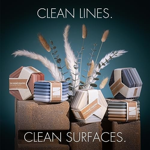 LINE+ARC Extra Thick Silicone Coasters (As Seen in NYTimes WireCutter) Waterproof Anti-Stain Heat-Safe Dishwasher-Safe Degrē Coasters (Set of 6, Winter Salad) Outdoor Rubber Mid-Century Modern - Image 4