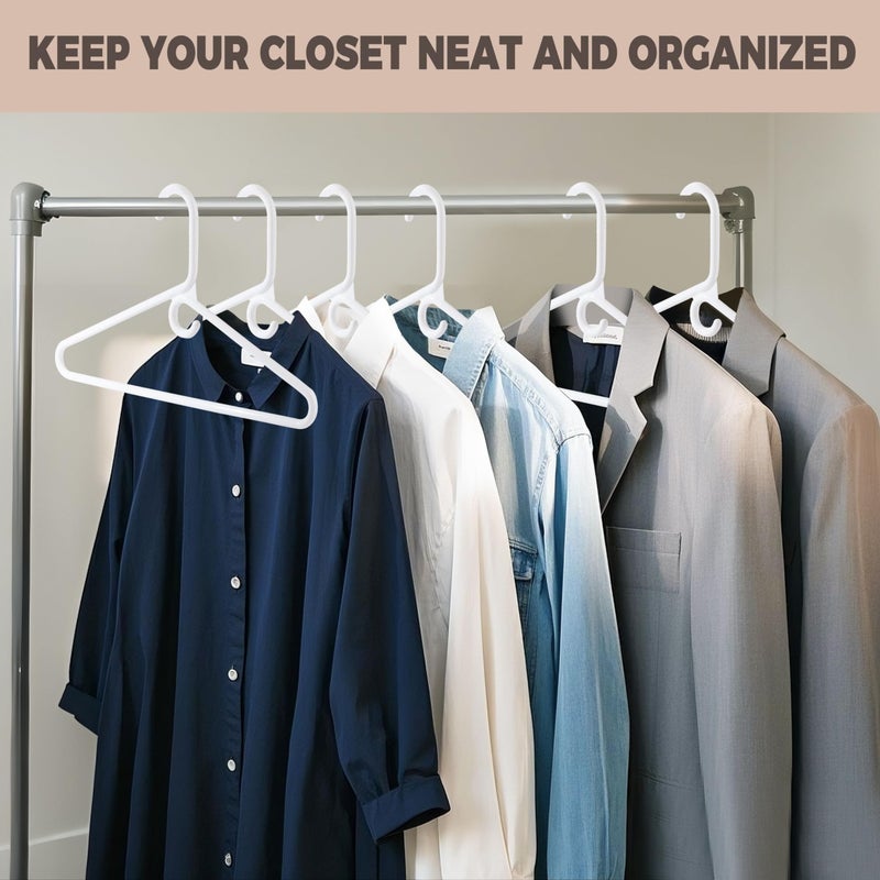 Quality Hangers Quality White Plastic Hangers 30 Pack - Super Heavy Duty Multipack for Clothes - Thick Strong Standard Closet Clothing Hangers with Hook for Scarves and Belts-17 for Coats (White, 30) - Image 5