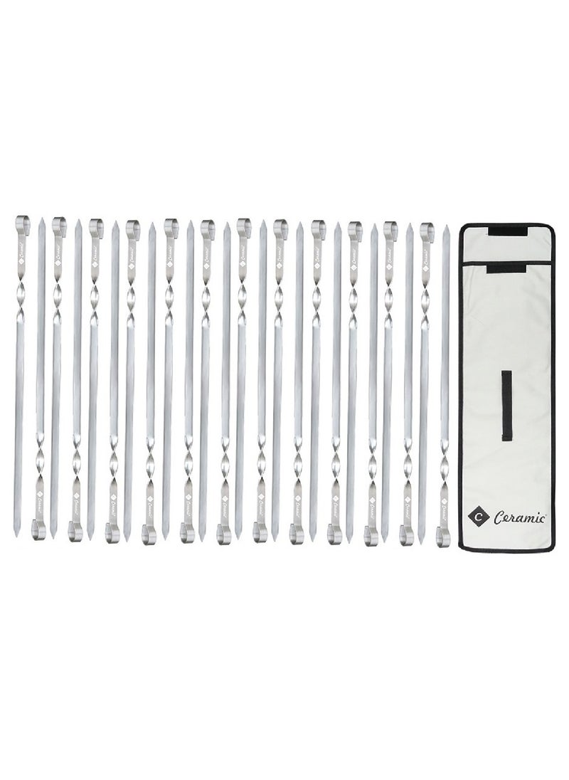 CERAMIC Metal Kabob Skewers 24Pcs 50Cm Flat Skewers For Grilling BBQ Barbecue Skewer Stainless Steel Shish Kebob Reusable Set For Grilling  - Image 1