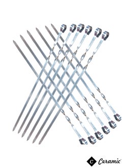 CERAMIC Metal Kabob Skewers 24Pcs 50Cm Flat Skewers For Grilling BBQ Barbecue Skewer Stainless Steel Shish Kebob Reusable Set For Grilling  - Image 3