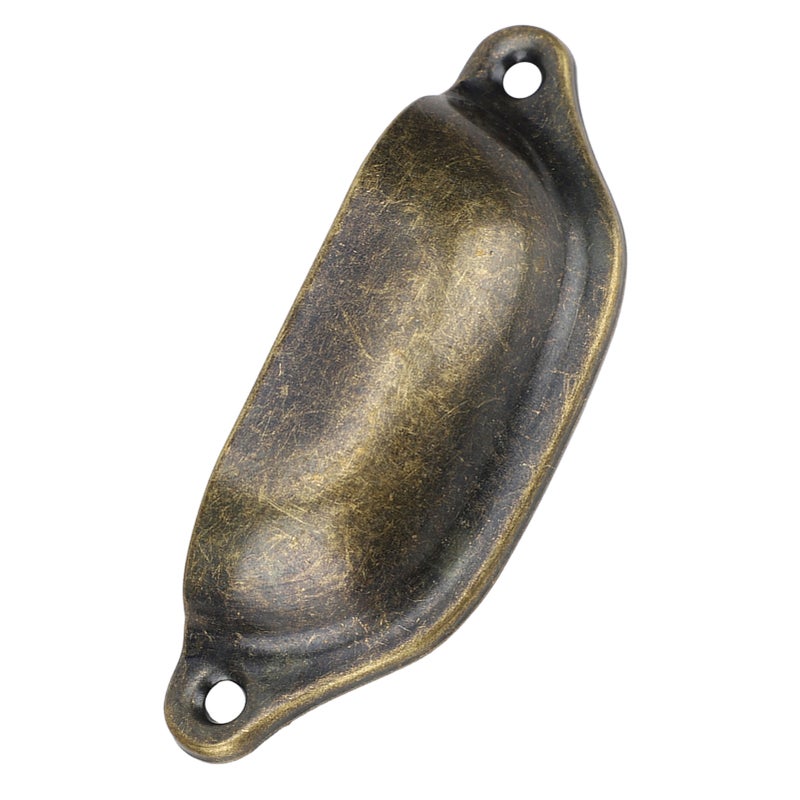 Antique Pull Shell Handle Semicircular Chinese Style Furniture Pulls for Medicine Chest Bookcase  Cabinet Drawer(Red Bronze ) - Image 1