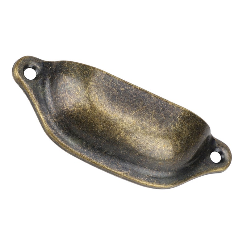 Antique Pull Shell Handle Semicircular Chinese Style Furniture Pulls for Medicine Chest Bookcase  Cabinet Drawer(Red Bronze ) - Image 2