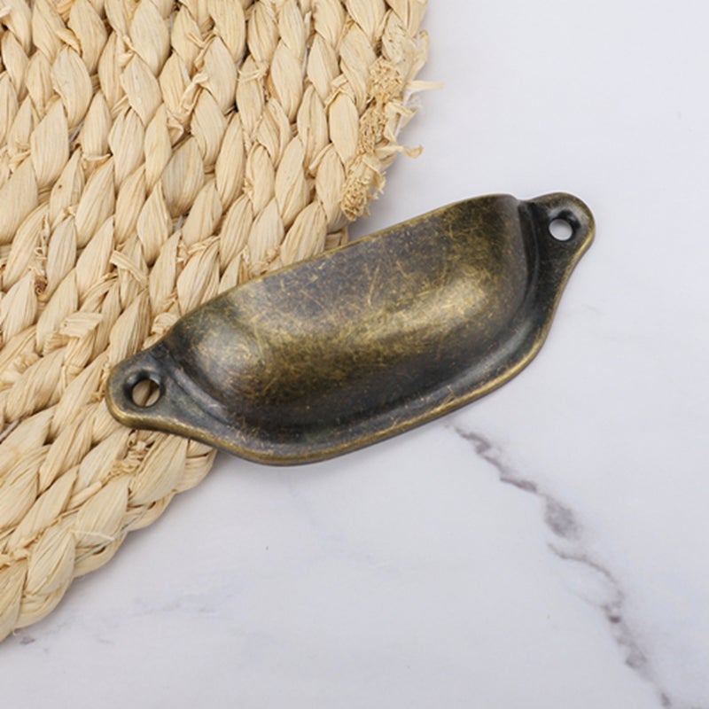 Antique Pull Shell Handle Semicircular Chinese Style Furniture Pulls for Medicine Chest Bookcase  Cabinet Drawer(Red Bronze ) - Image 3