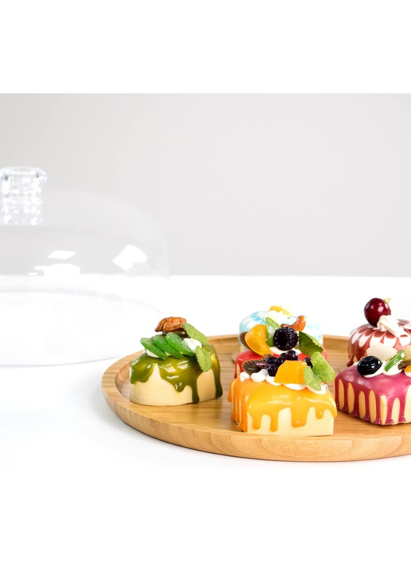 هوميرا حامل كيك أنيق من الخيزران مع قبة أكريليك شفافة، صينية دائرية لعرض وتخزين الحلويات، مقاس 30 × 14 سم، مناسبة للكيك والتورتات والبسكويت والمعجنات، للتقديم على طاولة المطبخ أو سطح الطاولة. - Image 4