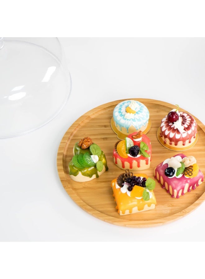 هوميرا حامل كيك أنيق من الخيزران مع قبة أكريليك شفافة، صينية دائرية لعرض وتخزين الحلويات، مقاس 30 × 14 سم، مناسبة للكيك والتورتات والبسكويت والمعجنات، للتقديم على طاولة المطبخ أو سطح الطاولة. - Image 5