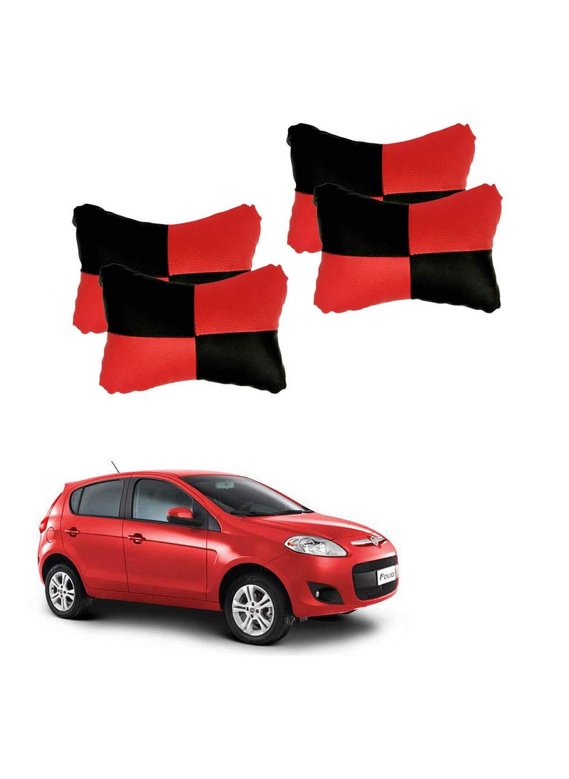 Adroitz Adroitz Red Check Design Car Neck Rest Cushion with Adjustable Straps Pair of 2_161  - Image 1