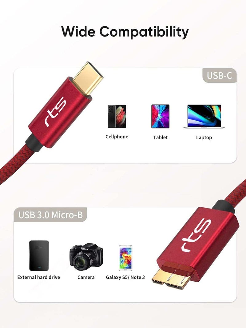 rts Micro B to Type C Hard Drive Cable (50CM) USB C to Micro B Cord 10Gbps USB C to External Hard Disk Drive HDD cable Compatible for Seagate WD Hitachi Westgate, MacBook Air M2 Pro, iPhone 15 - Image 3