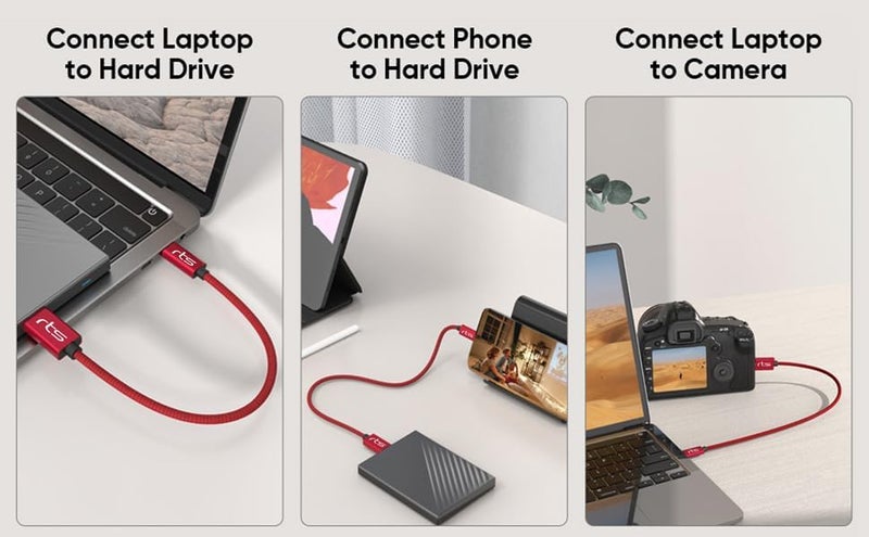 rts Micro B to Type C Hard Drive Cable (50CM) USB C to Micro B Cord 10Gbps USB C to External Hard Disk Drive HDD cable Compatible for Seagate WD Hitachi Westgate, MacBook Air M2 Pro, iPhone 15 - Image 4