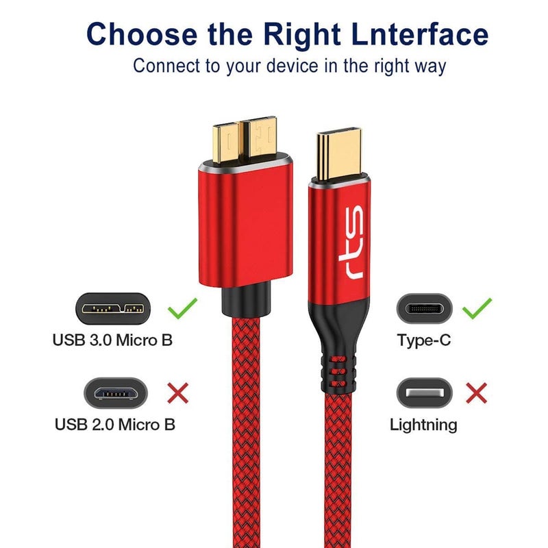 rts Micro B to Type C Hard Drive Cable (50CM) USB C to Micro B Cord 10Gbps USB C to External Hard Disk Drive HDD cable Compatible for Seagate WD Hitachi Westgate, MacBook Air M2 Pro, iPhone 15 - Image 2