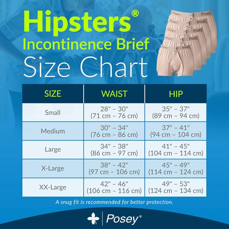 Posey سراويل تيدي للبالغين لحالات السلس غير محددة الجنس مقاس متوسط كمية 1 قابلة للغسل مريحة حماية منخفضة البروفايل للورك واقيات الورك لرعاية المسنين رعاية المنزل 6017M - Image 3
