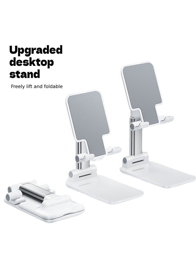 Lazy mobile desktop stand, foldable portable mobile desktop mobile phone stand portable, adjustable angle and height, with silicone pad, suitable for mobile phone tablet stand, white - Image 1