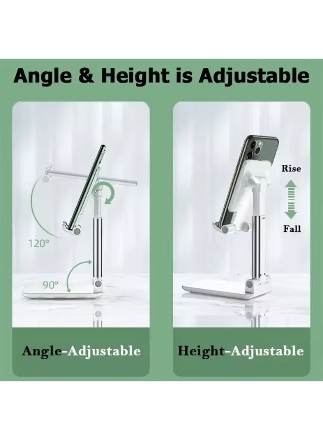 Lazy mobile desktop stand, foldable portable mobile desktop mobile phone stand portable, adjustable angle and height, with silicone pad, suitable for mobile phone tablet stand, white - Image 4