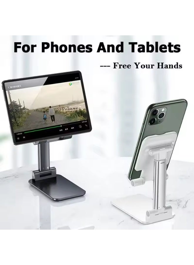 Lazy mobile desktop stand, foldable portable mobile desktop mobile phone stand portable, adjustable angle and height, with silicone pad, suitable for mobile phone tablet stand, white - Image 5
